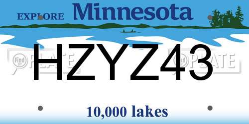 HZYZ43 Minnesota License Plate