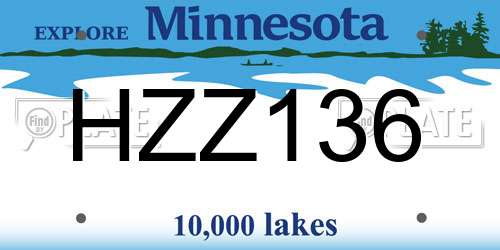 HZZ136 Minnesota License Plate