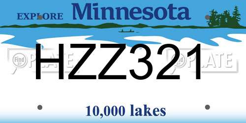 HZZ321 Minnesota License Plate