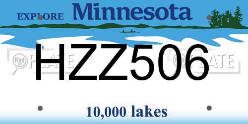 HZZ506 Minnesota License Plate
