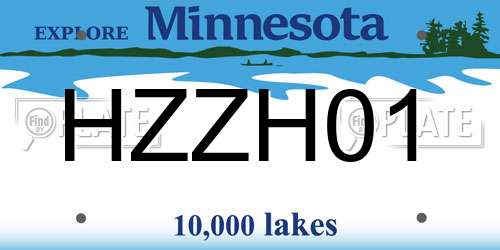 HZZH01 Minnesota License Plate