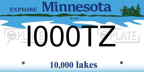 I000TZ Minnesota License Plate