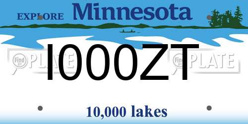 I000ZT Minnesota License Plate