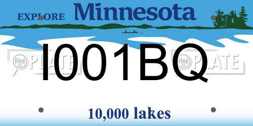 I001BQ Minnesota License Plate