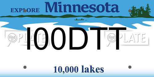 I00DTT Minnesota License Plate