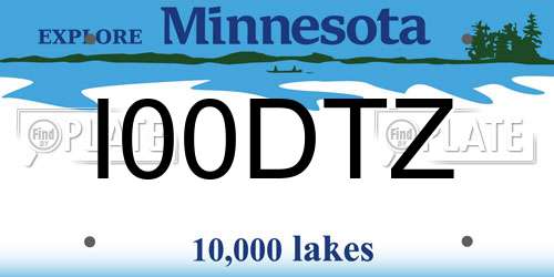 I00DTZ Minnesota License Plate