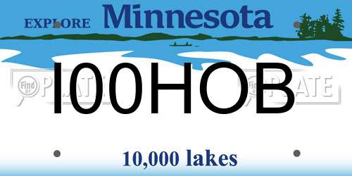 I00HOB Minnesota License Plate