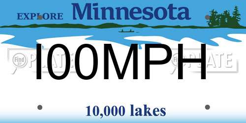 I00MPH Minnesota License Plate