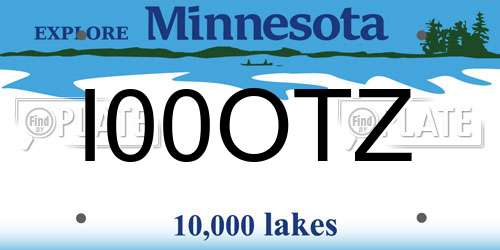 I00OTZ Minnesota License Plate