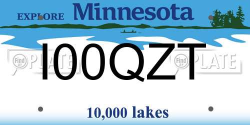 I00QZT Minnesota License Plate