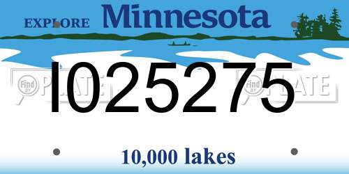 I025275 Minnesota License Plate