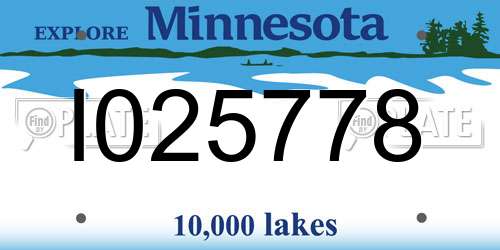 I025778 Minnesota License Plate