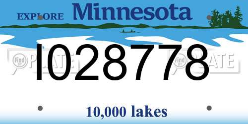 I028778 Minnesota License Plate