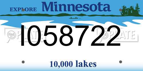 I058722 Minnesota License Plate