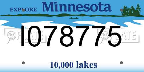 I078775 Minnesota License Plate