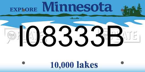 I08333B Minnesota License Plate