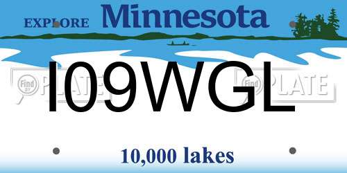 I09WGL Minnesota License Plate