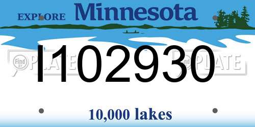 I102930 Minnesota License Plate