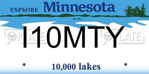 I10MTY Minnesota License Plate