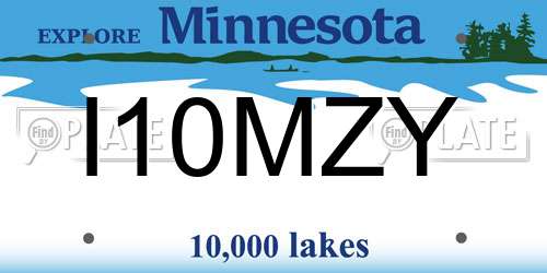 I10MZY Minnesota License Plate