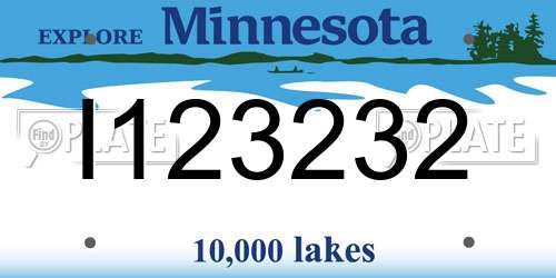 I123232 Minnesota License Plate