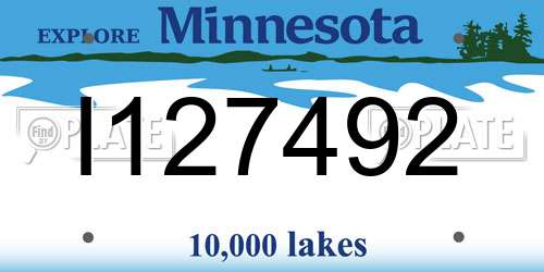 I127492 Minnesota License Plate