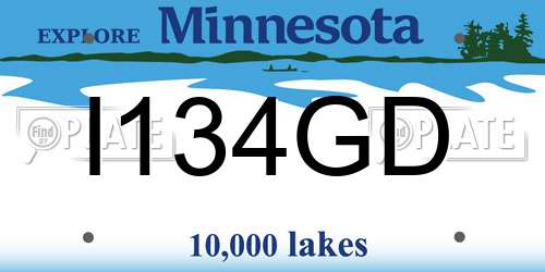 I134GD Minnesota License Plate