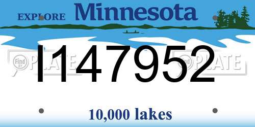 I147952 Minnesota License Plate