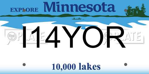 I14YOR Minnesota License Plate