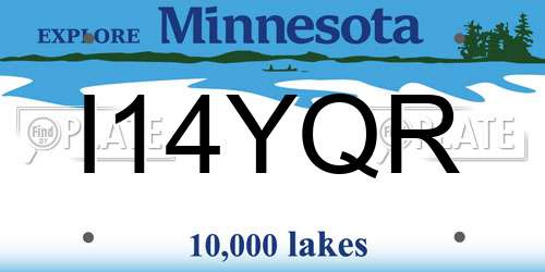 I14YQR Minnesota License Plate