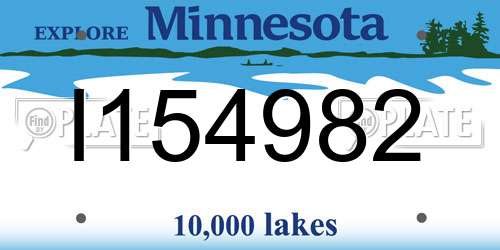 I154982 Minnesota License Plate