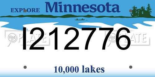 I212776 Minnesota License Plate