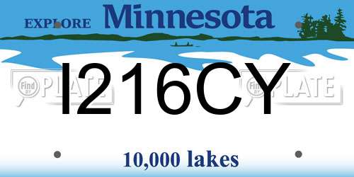 I216CY Minnesota License Plate