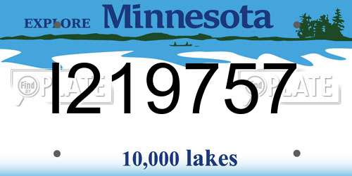I219757 Minnesota License Plate