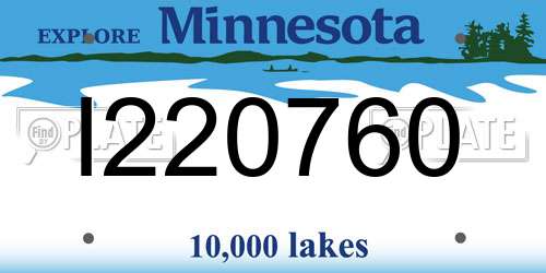 I220760 Minnesota License Plate