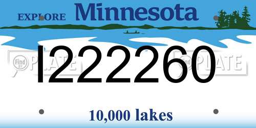 I222260 Minnesota License Plate