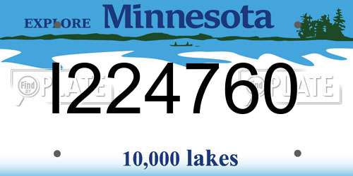 I224760 Minnesota License Plate