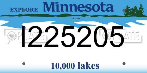 I225205 Minnesota License Plate