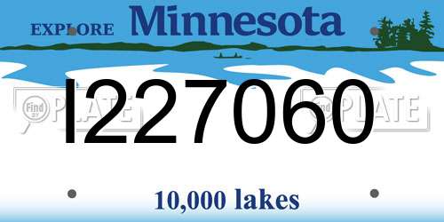 I227060 Minnesota License Plate