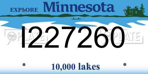 I227260 Minnesota License Plate