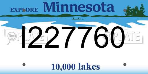 I227760 Minnesota License Plate