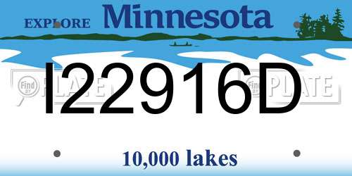 I22916D Minnesota License Plate