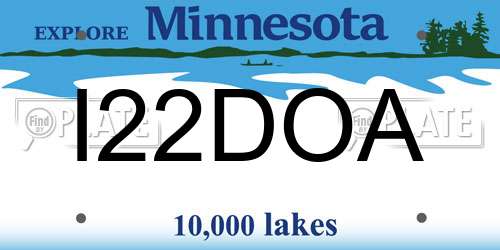 I22DOA Minnesota License Plate