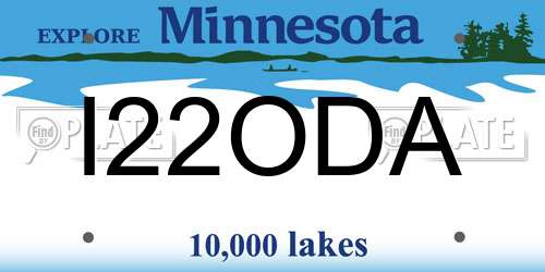 I22ODA Minnesota License Plate