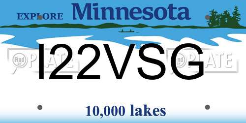I22VSG Minnesota License Plate