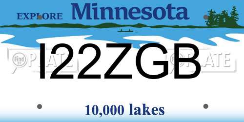 I22ZGB Minnesota License Plate