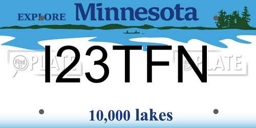 I23TFN Minnesota License Plate
