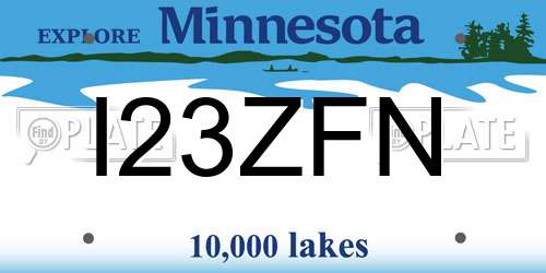 I23ZFN Minnesota License Plate
