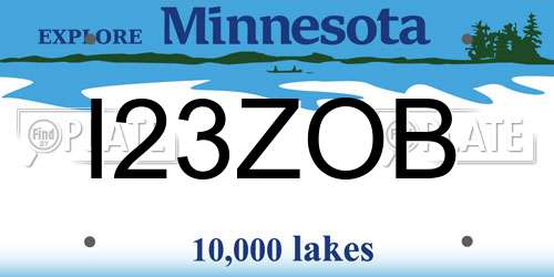 I23ZOB Minnesota License Plate