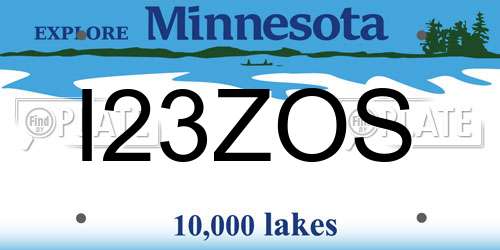 I23ZOS Minnesota License Plate